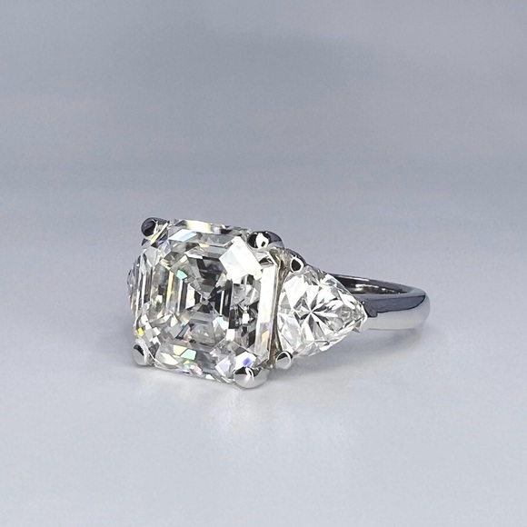 NWOT Asscher & Trillion Moissanite Ring in 14K White Gold - Picture 2 of 8